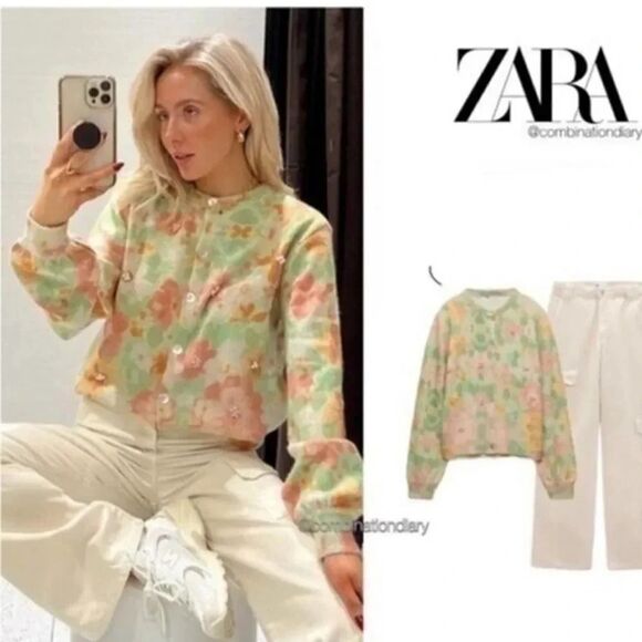 ZARA FLORAL BEADED CARDIGAN - Picture 4 of 12
